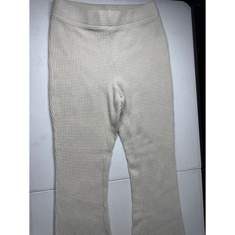 Aerie Waffle Knit Flare Loungewear Pants Cream Oatmeal Small Regular